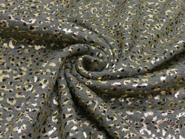 95 cm Alpenfleece Dunkelgrau meliert mit Goldglitzerprint Leo